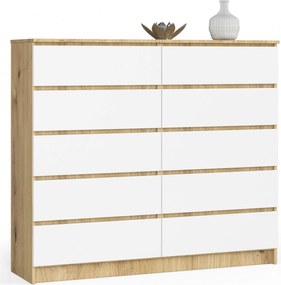 Komód K140 10DB Clp Tölgy Artisan Fehér Akd