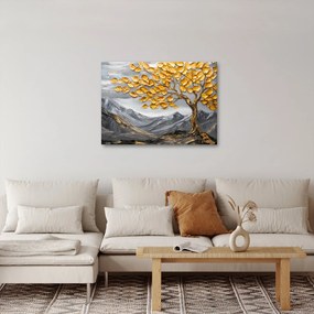 Kép – Fa arany levelekkel (70x50 cm)