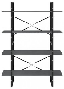 négyszintes szürke tömör fenyőfa könyvszekrény 100x30x140 cm