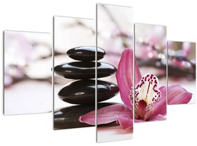 Masszázs kövek és orchideák képe (150x105 cm)