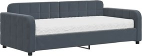 vidaXL sötétszürke bársony heverő matraccal 90 x 190 cm