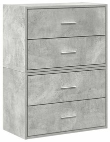 szekrények 2 fiókkal 2 db betonszürke 60x31x40 cm gépelt fa