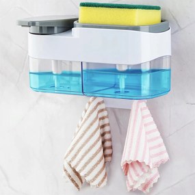 Fali Szappanadagoló 2 az 1-ben, Szivacstartóval, 2 Kamra, 500 ml-es