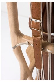 Dedo fotel tömör tölgyfa lábakkal, konyakbarna bivalybőr ülőpárnával - Gazzda