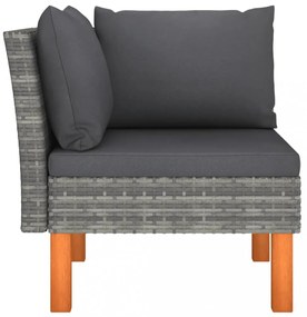 3 részes polyrattan és tömör eukaliptuszfa kerti ülőgarnitúra