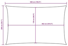 antracitszürke téglalap alakú oxford-szövet napvitorla 2 x 5 m