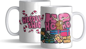 Karácsonyi bögre rénszarvassal és ajándékokkal Boldog karácsonyt