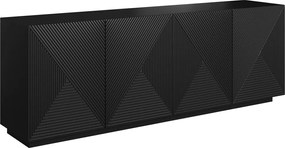 Asha komód 200 cm négyajtós - fekete matt