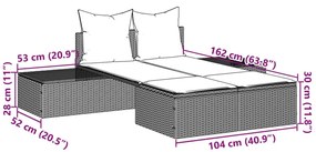 barna polyrattan dupla napozóágy párnával