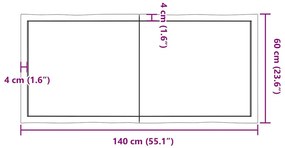 világosbarna kezelt tömör asztallap 140x60x(2-6) cm