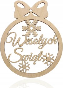 Nagy Fából Készült Karácsonyi gömb Boldog Karácsonyt Decupage