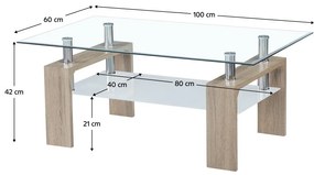 Dohányzóasztal Lieberman (szonoma tölgy + üveg + tejüveg) . 1116404