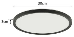 Brilagi - ULTRA SLIM dimmelhető LED lámpatest, 18 W, 230 V, átm. 30 cm, fekete + távirányító