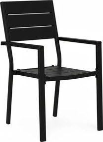 Kerti szék, MultiGarden YC-051KD-1, fekete, 54,5 x 52 x 89 cm, acél keret, HDPE ülő- és háttámla, 150 kg teherbírás, 2 db-os szett