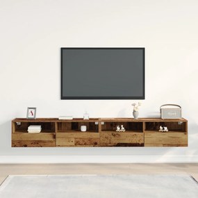 TV Fali Szekrények 2 db Régi Fa 100x30x30 cm Mérnöki Fa