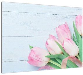 Kép - tulipán csokor (üvegen) (70x50 cm)