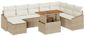 vidaXL Kert étkező szett párnával 9 pcs Beige és krém