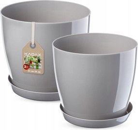 Virágtartó Fedő 23+28cm Virágágyás Állvánnyal Szürke Műanyag 2db