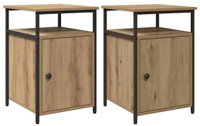 Éjjeliszekrény 2 pcs kézműves tölgy Faanyag