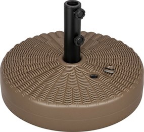 Outsunny Ernyőtalp Beépített Fogantyúkkal, HDPE és Acél Ernyőtartó Oldalsó Kifolyóval, Ø38/48 mm Ernyőoszlopokhoz, Ø51x36 cm, Barna és Fekete | Aosom