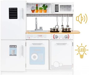 Fából készült gyermekkonyha led világítással + tartozékok