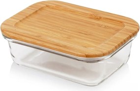 Téglalap alakú üvegedény bambusz fedéllel 650 ml