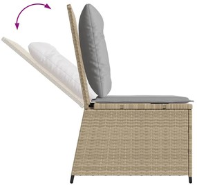 bézs polyrattan dönthető kerti kanapé párnákkal