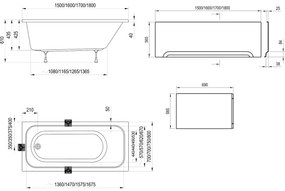 Ravak C731000000 - CHROME kád 160x70 cm akril/fehér