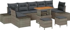 vidaXL Kerti Kanapé Szett párnával tárolóval 10 pcs Szürke Poli rattan