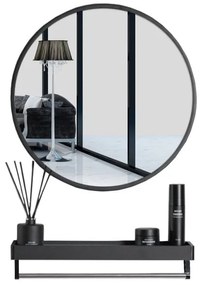 PreHouse Fekete tükör polccal, 80 cm