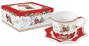 Karácsonyi télapós porcelán teás csésze aljjal díszdobozban Christmas Memories