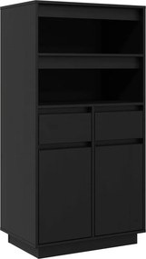 vidaXL fekete tömör fenyőfa magasszekrény 60x40x116,5 cm