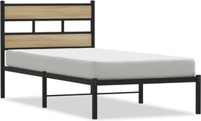 vidaXL sonoma tölgy színű fém ágykeret matrac nélkül 75 x 190 cm