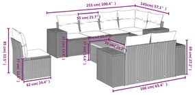 9 részes bézs polyrattan kerti ülőgarnitúra párnákkal