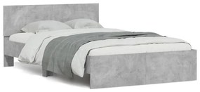 betonszürke ágykeret fejtámlával és LED-del 140x190 cm