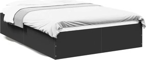 vidaXL fekete szerelt fa ágykeret 135 x 190 cm