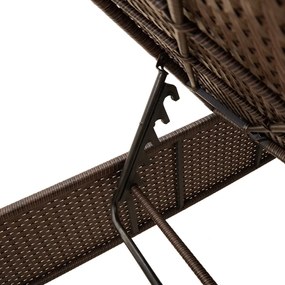 barna polyrattan napozóágy asztallal és párnával