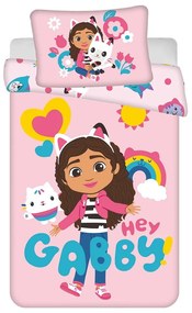 Rózsaszín pamut gyerek ágyneműhuzat babaágyhoz 100x135 cm Gabby's Dollhouse – Jerry Fabrics