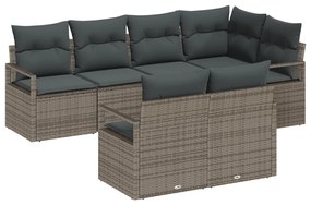 Kerti Kanapé Szett 7 pcs Szürke Poli rattan és porfestett acél
