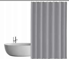 Zuhanyfüggöny készlet akasztókkal, vízálló ólomszalag, dacron, szürke, 200x240 cm