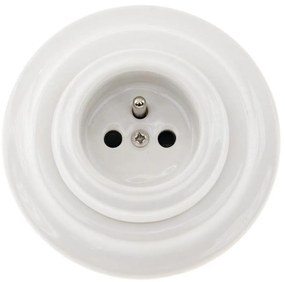 Bohemia-Design - Porcelán retro háztartási fali dugalj kerettel 250V/16A fehér