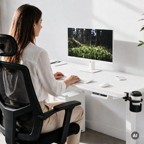 Elektromos, állítható magasságú, ergonomikus, fehér íróasztal,1600x800 mm: ARIA