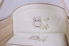 3 részes babaágynemű szett - Lulu bagoly bézs pöttyös