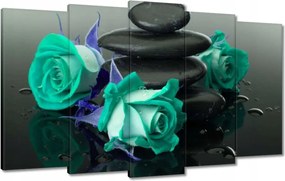 Vászonkép 100x60 Kék rózsák Kő