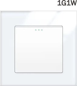 Villanykapcsoló 1G1W Szimpla Mechanikus Üveg Keret FI60 Fehér