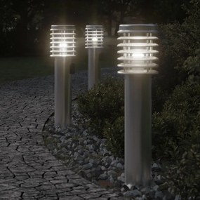ezüstszínű rozsdamentes acél kültéri állólámpa aljzattal 60 cm