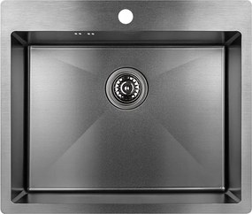 Grafit Acél Mosogató 51x59 CM Függesztett Süllyesztett Szifonnal