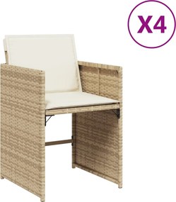 vidaXL 4 db bézs polyrattan kerti szék párnával