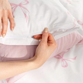 Goldea pamut ágyneműhuzat - rózsaszín masnik 140 x 200 és 70 x 90 cm