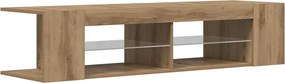 vidaXL kézműves tölgy szerelt fa TV-szekrény LED-ekkel 135x39x30 cm